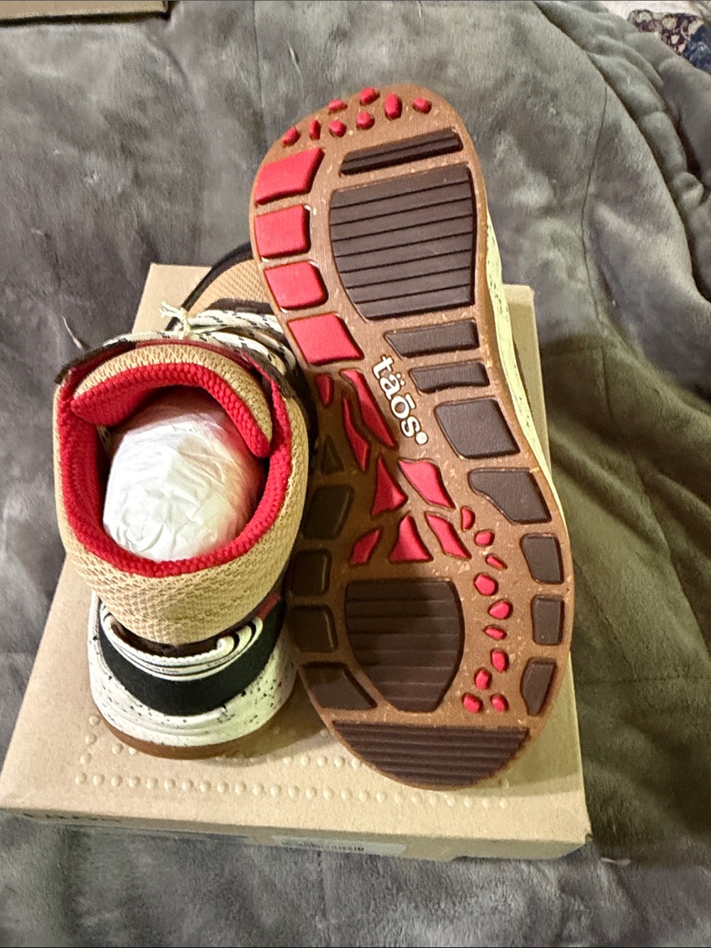 Taos Footwear Women's Tan, Brown & Black Mesh Suede Sneakers with Red Lining - Picture 6 of 6